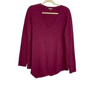 Lilla P Magenta V Neck Long Sleeve Tunic Top Shirt Women's Size Large